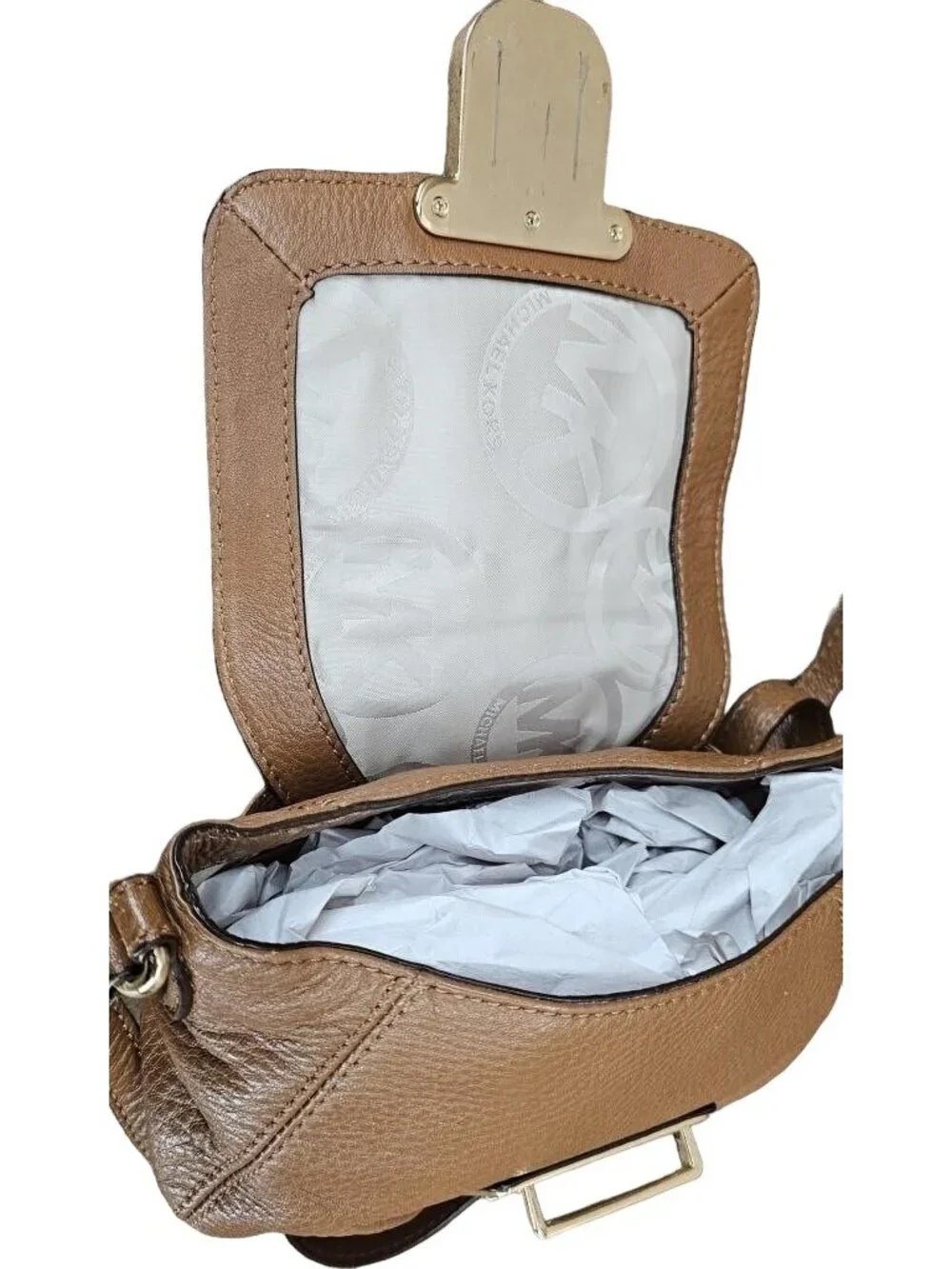 Michael Kors Charlton Pebbled Leather Adjustable Crossbody in Camel Brown